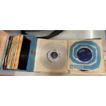 SMALL BOX AND BINDER OF 45 RPM SINGLES FROM THE 50S AND 60S