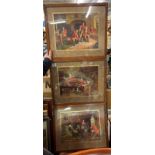 THREE 19TH CENTURY INTERIOR SCENE PRINTS IN OAK FRAMES