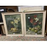 PAIR OF STILL LIFE PRINTS OF FRUIT AND FLOWERS F/G