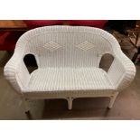 RATTAN AND BAMBOO WHITE PAINTED TWO SEATER SOFA