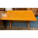 LIGHT WOOD TRESTLE END OBLONG TABLE