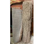 TWO BROWN PILE CARPET RUGS