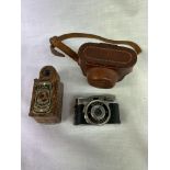 MYCRO 3A MINIATURE CAMERA IN LEATHER CASE AND A CORONET MIDGET BAKELITE CAMERA