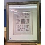 LITHOGRAPHIC PRINT OF CALLIGRAPHY LETTER J - F/G 17CM X 38CM APPROX