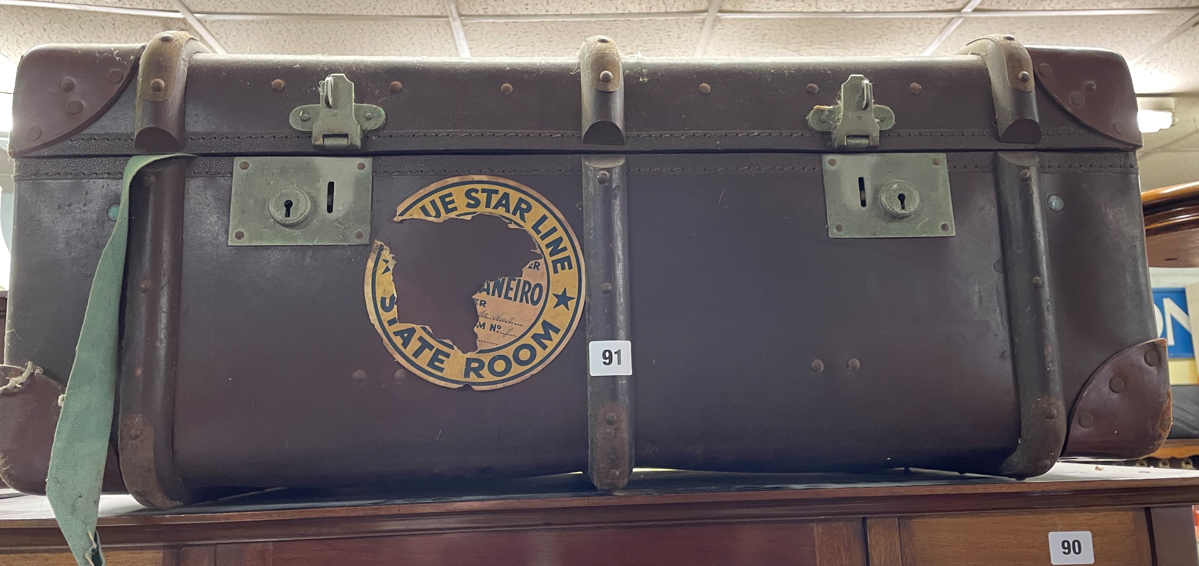 VINTAGE WOODEN BANDED SUITCASE