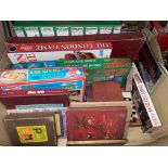 LARGE BOX OF VINTAGE BOARD GAMES INCLUDING THE GARDEN GAME, CHESS,