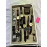 TRAY OF VARIOUS DRESS WATCHES AND AN ALARM CLOCK