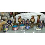 CLOISSONNE ENAMEL NAPKIN RINGS, CYLINDRICAL JARS AND COVERS, OVAL AND CIRCULAR BOXES,