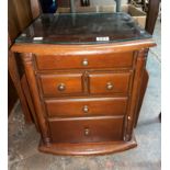 OAK TRAY AND A SMALL CHEST OF DRAWERS