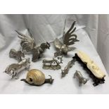 SELECTION OF CAST ANIMAL FIGURES INCLUDING FOX, DONKEY,