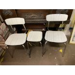 PAIR OF 1950S VINTAGE TAVO BELGIUM MELAMINE/FORMICA KITCHEN CHAIRS AND A STOOL