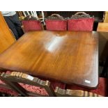 OAK BULBOUS LEG CONFECTIONARY TABLE AND SIX BARLEY TWIST HIGH BACKED CHAIRS