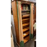 PINE 6 FOOT BOOKCASE WITH DRAPE COVERS