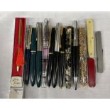 SELECTION OF PARKER FOUNTAIN AND OTHER PENS INCLUDING A TWSBI DIAMOND 530 PEN AND SOME PENKNIVES