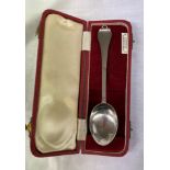 CASED SHEFFIELD SILVER TREFID FINIAL COMMEMORATIVE SPOON