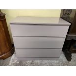 GREY PAINTED THREE DRAWER CHEST