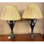 PAIR OF BRONZE TABLE LAMPS WITH SHADES BY BESSELINK AND JONES