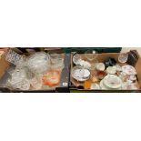 CARTON OF MIXED GLASSWARE AND CARTON OF PART TEA SET, AINSLEY BONE CHINA,