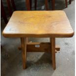 ELM STOOL WITH CARVED SHEEP TO TOP