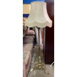 EDWARDIAN BRASS TRIPOD OIL LANTERN CONVERTED TO ELECTRICITY