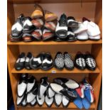 THREE SHELVES OF MOD STYLE TWO TONE BROGUES, WINKLEPICKERS BY BEN SHERMAN,