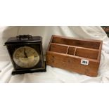 METAMEC QUARTZ MANTLE CLOCK AND A ROSE WOOD LETTER RACK