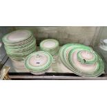 LOSSOLWARE GREEN AND GILT LINED ART DECO STYLE DINNER SERVICE