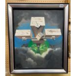 JAMES KESSEL OIL ON CANVAS COVENTRY 1975 ABSTRACT CRUCIFIX,