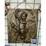 BAS RELIEF METALWORK PLAQUE OF A CHERUB