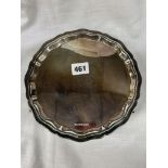 SHEFFIELD SILVER WAITER TRAY WITH SERPENTINE BORDER ON RAISED SCROLL FEET 9.