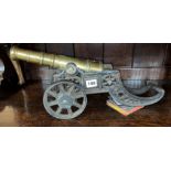 ORNAMENTAL BRASS AND CAST IRON CANNON