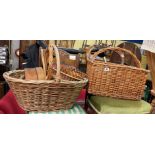 TWO WICKER BASKETS AND A SELECTION OF CANE WARE