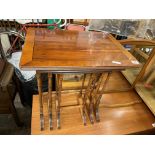 NEST OF THREE YEW CROSSBANDED TABLES