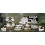 ROYAL ALBERT OLD COUNTRY ROSES BONE CHINA TABLE SERVICE INCLUDING CAKE STANDS