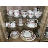 EXTENSIVE ROYAL WORCESTER ROYAL GARDEN BONE CHINA TABLE SERVICE AND COFFEE SET