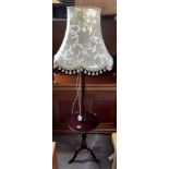 MAHOGANY LAMP STANDARD TABLE WITH SHADE