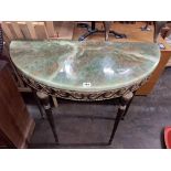 SIMULATED ONYX DEMI LUNE HALL TABLE