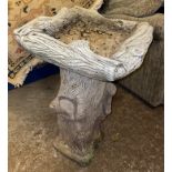 STONEWORK TREE TRUNK BIRD BATH