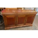 CONTEMPORARY CHERRY WOOD SIDEBOARD WITH CUSHION MOULDED DRAWERS ABOVE CUPBOARDS