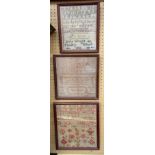 THREE 19TH CENTURY NEEDLEWORK SAMPLERS WORKED BY HELEN BAKER 1859 AND AVIS WRIGHT 1886