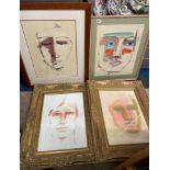 FOUR WATERCOLOURS PORTRAIT STUDIES F/G