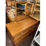TEAK TWO OVER TWO DRAWER CHEST WITH A SEPARATE TOILET MIRROR