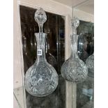 PAIR OF GLOBE AND SHAFT ETCHED DECANTERS