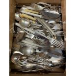 BOX OF COMMUNITY PLATE CUTLERY AND OTHER FLATWARE