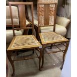 PAIR OF EDWARDIAN WALNUT BERGERE CANED BEDROOM CHAIRS