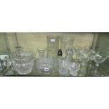 SHELF - CUT GLASSWARE BOWLS AND SETS OF DRINKING GLASSES