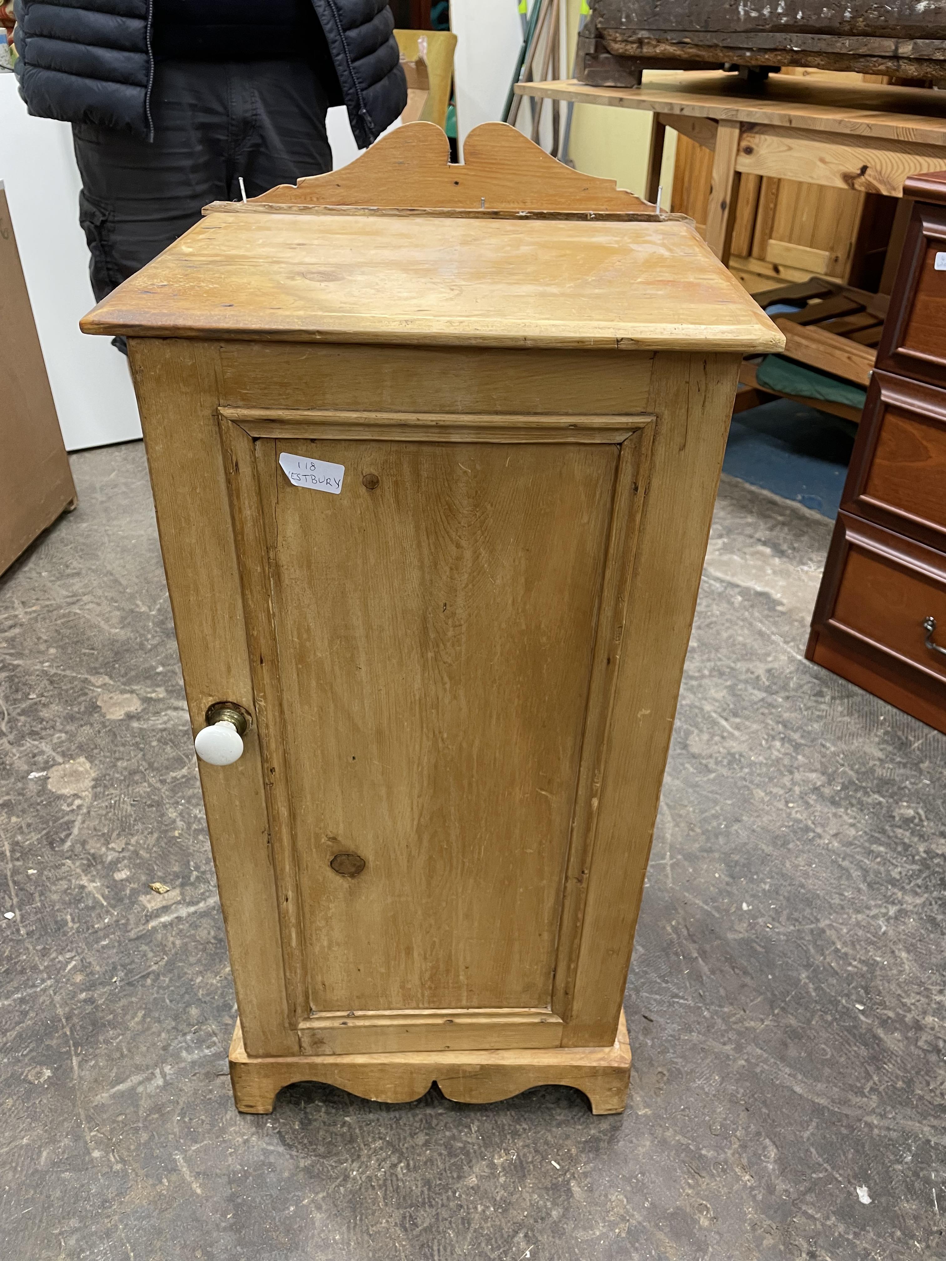 VICTORIAN PINE POT CUPBOARD AND A SMALL PINE THREE DRAWER CHEST - Image 3 of 3