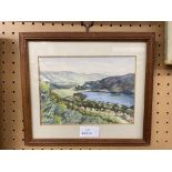 SMALL WATERCOLOUR OF A LANDSCAPE SIGNED THURLEY FRAMED AND GLAZED 18CM X 13CM APPROX