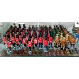 1/2 SHELF OF COLD PAINTED LEAD SOLDERS INCLUDING GUARD BAND, GUARDS, LONDON RIFLE BRIGADE,