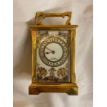 CHESTER CARRIAGE CLOCK COMPANY CLOCK WITH PORCELAIN PANELS 11CM H